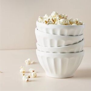 Set of 3 White Anthropologie Matte Latte Bowls
